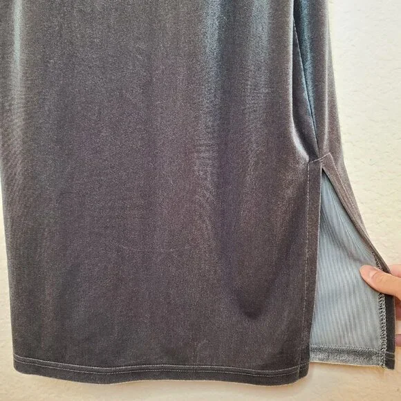Bradely Michelle Dress Womens 2XS Gray Velvet Velour Fitted Sheath Midi Casual - Picture 6 of 12